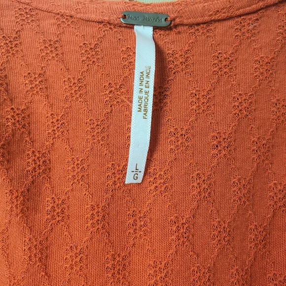 SOLD Free People Orange Beaded Boho Babydoll Tank Top Sz L - Picture 6 of 9